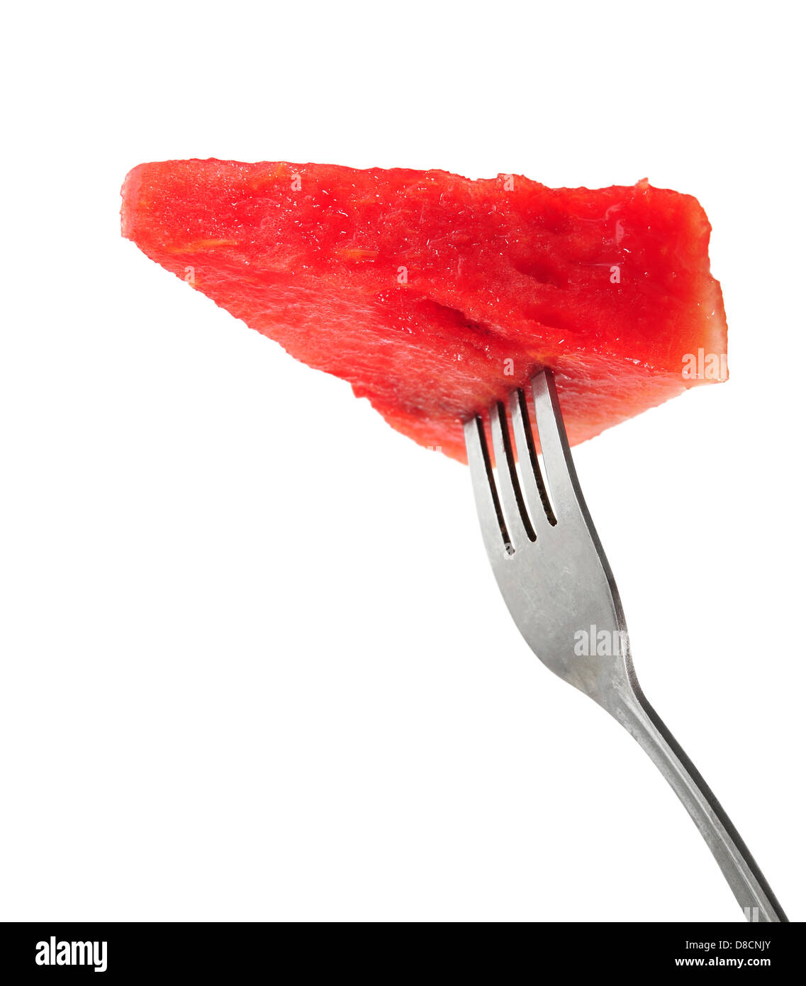 Watermelon slice sur une fourchette Banque D'Images