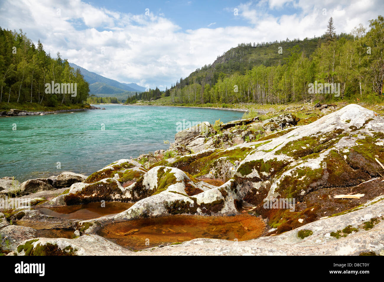 Incroyable montagne paysage de l'Altaï avec Katun river Banque D'Images