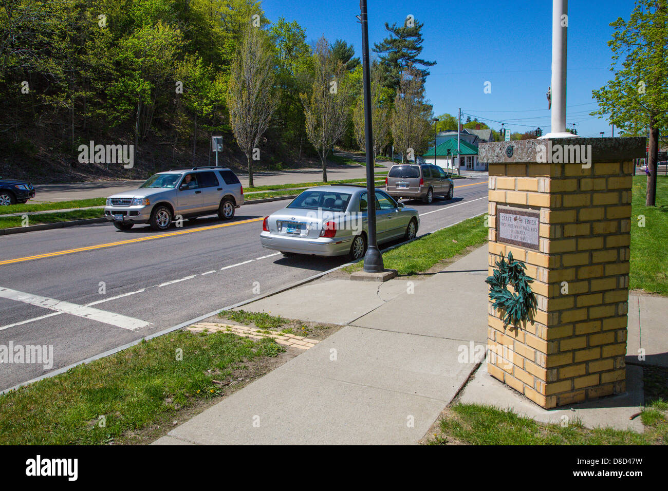 Arrivée Départ historique marqueur pour Watkins Glen courses de Grand Prix de New York Banque D'Images