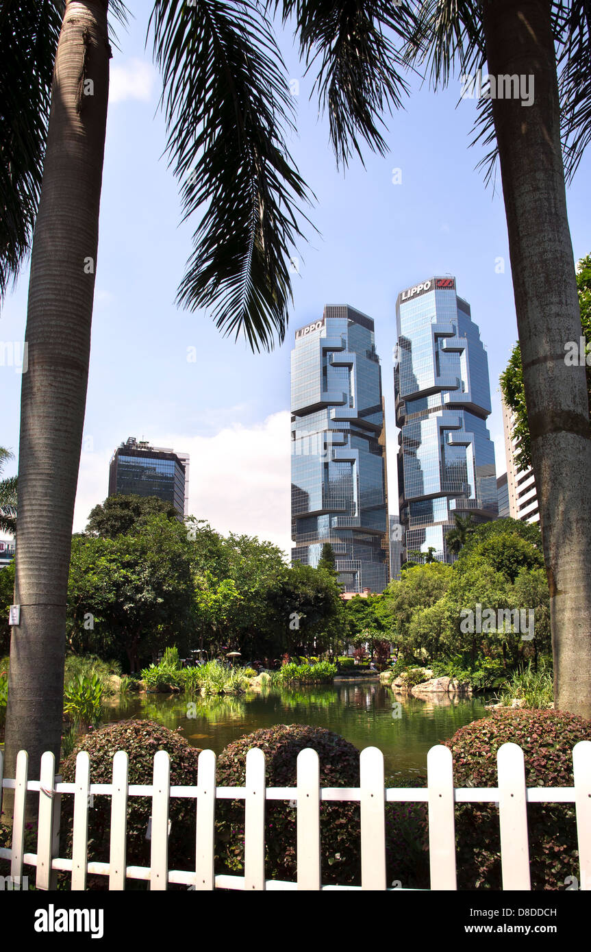 Lippo centre, hong kong, vu de hong kong park Banque D'Images