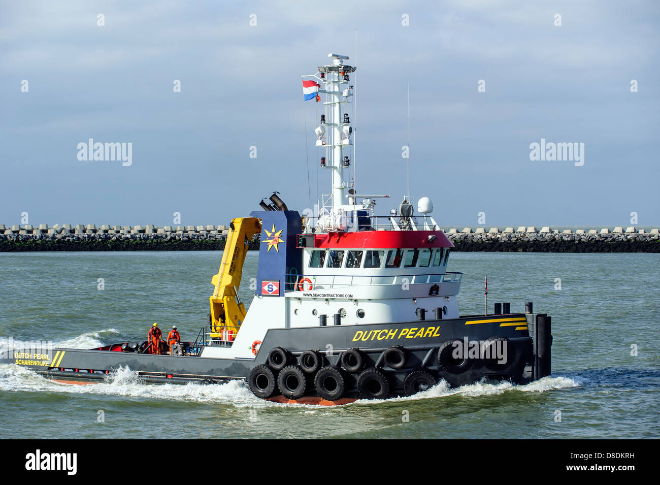 Remorqueur pousseur Dutch perle sur la mer du Nord, Pays-Bas Banque D'Images