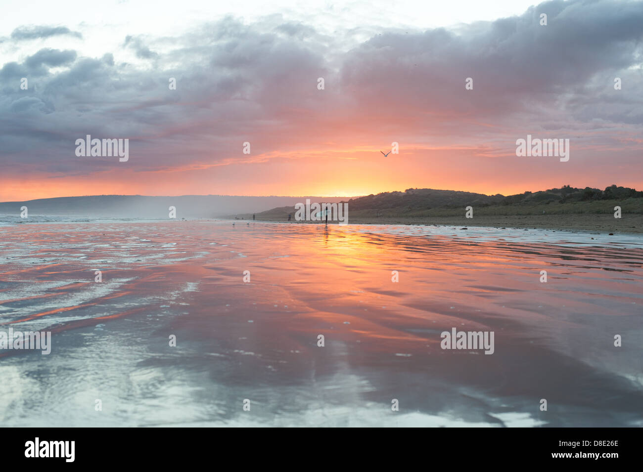 Reflexion Intense Sur La Plage Au Coucher Du Soleil De Goolwa En Australie Du Sud Photo Stock Alamy