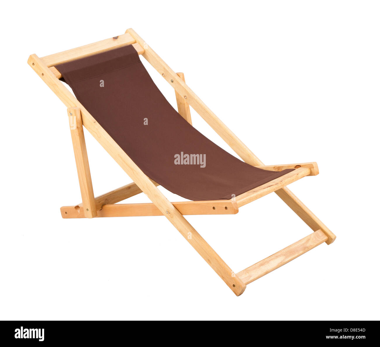 Chaise de plage isolé sur fond blanc Banque D'Images