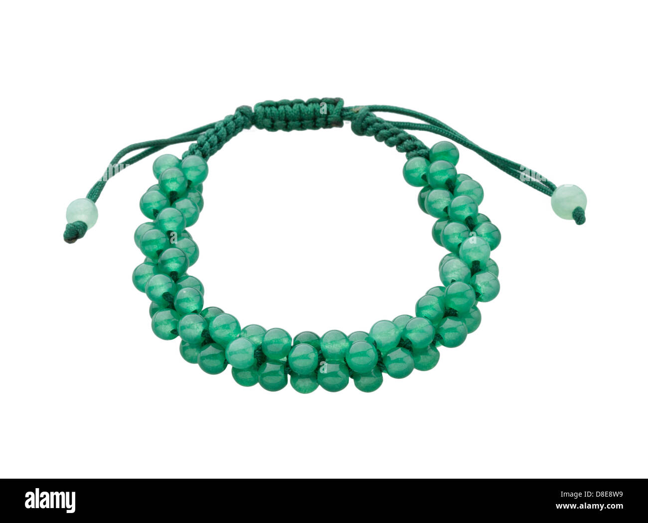 Bracelet de perles de pierre gemme verte Banque D'Images