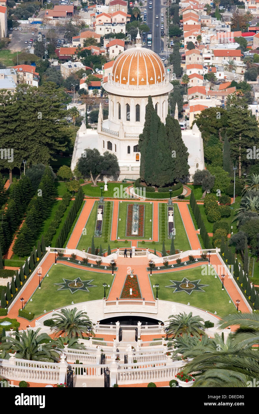 Le temple de Bahai, les jardins en terrasse Banque D'Images