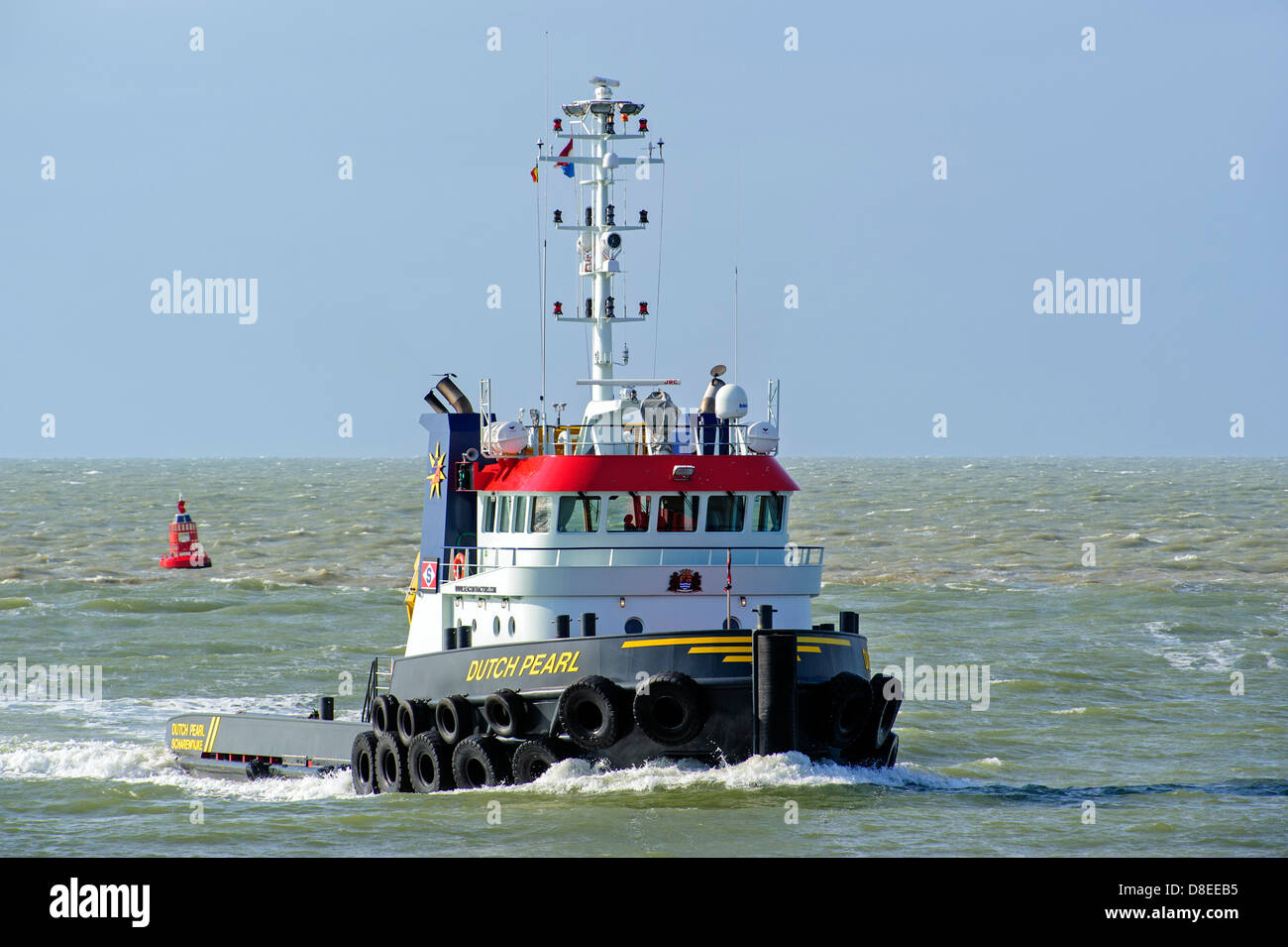 Remorqueur pousseur Dutch perle sur la mer du Nord, Pays-Bas Banque D'Images