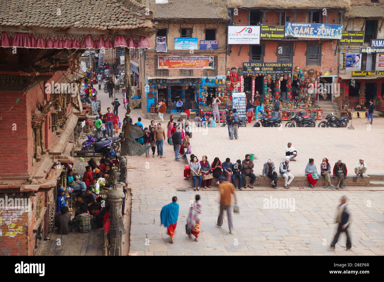 Avis de Taumadhi Tole, Bhaktapur (Site du patrimoine mondial de l'UNESCO), la vallée de Katmandou, Népal Banque D'Images