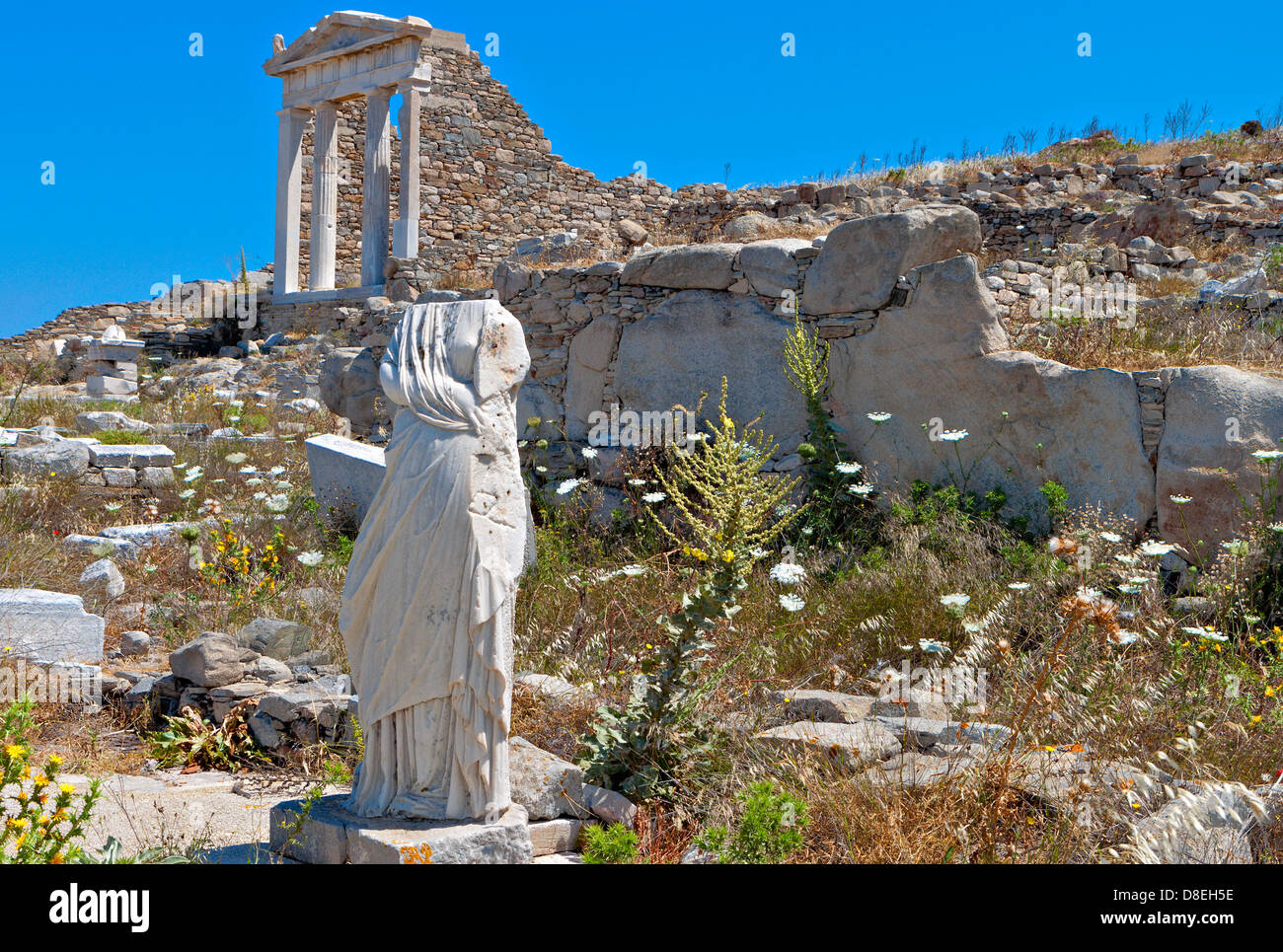 Ancien Temple d'Isis à l'île de Délos en Grèce Banque D'Images