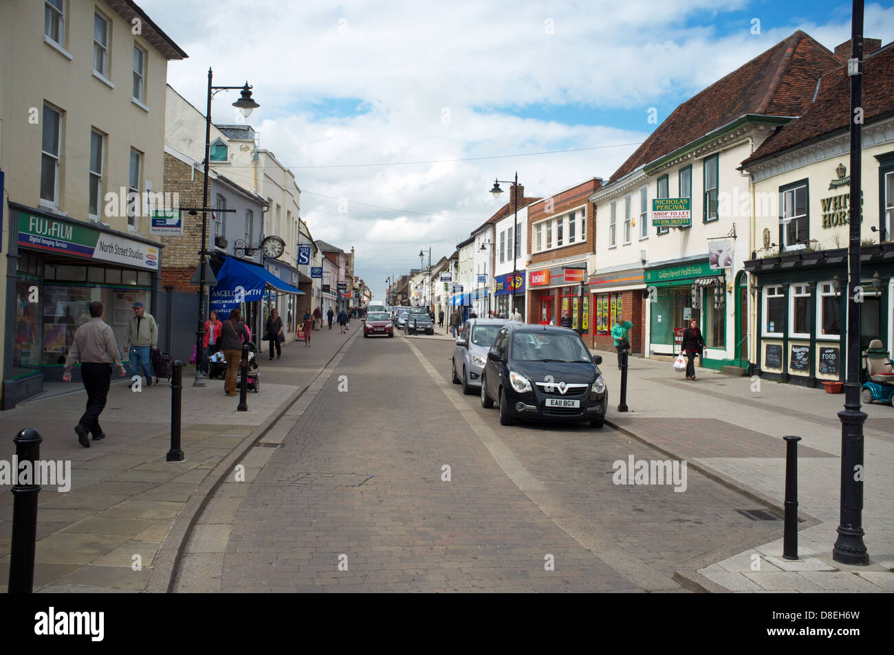 High street, Sudbury, Suffolk, UK. Banque D'Images