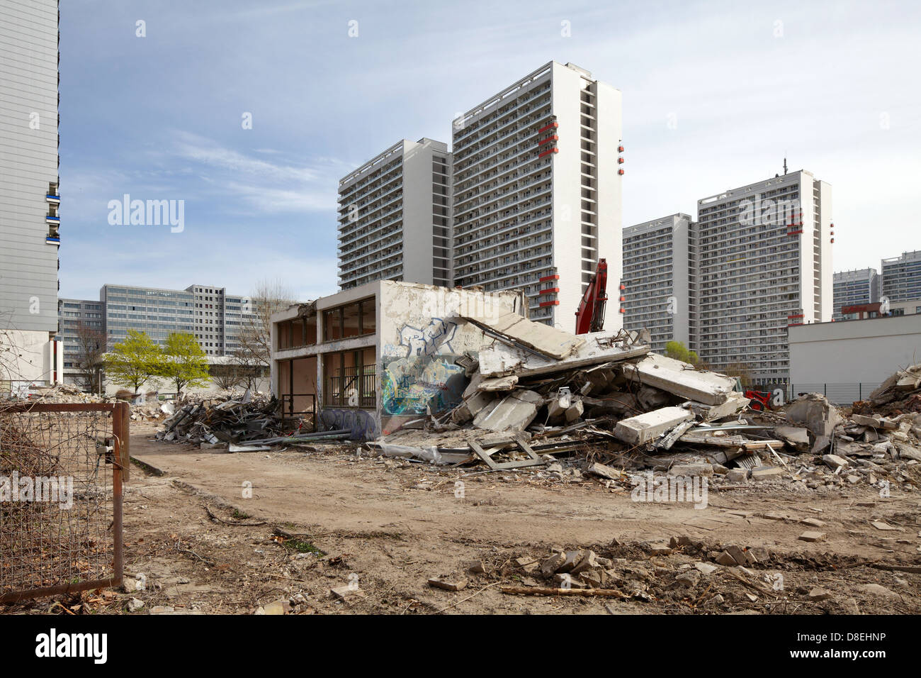 Berlin, Allemagne, la démolition d'une école entre la Potsdamer Strasse et Krause Street Banque D'Images