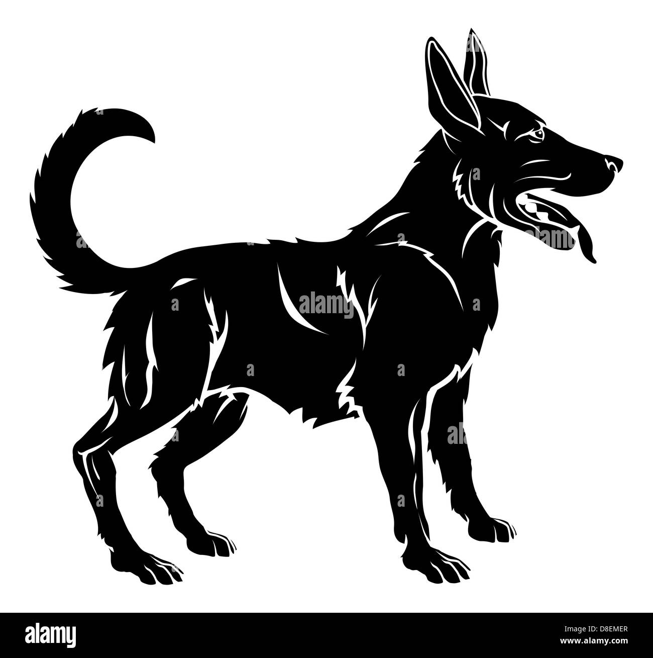 Une illustration d'un chien stylisé peut-être un tatouage de chien Banque D'Images