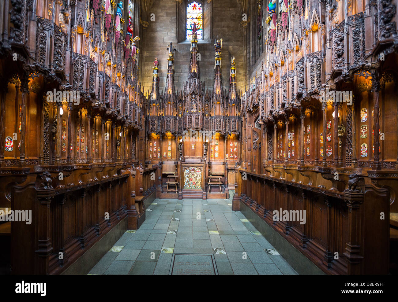 Grande Bretagne, Ecosse, Edimbourg, la cathédrale St Gile intérieur, le Thistle chapel. Banque D'Images