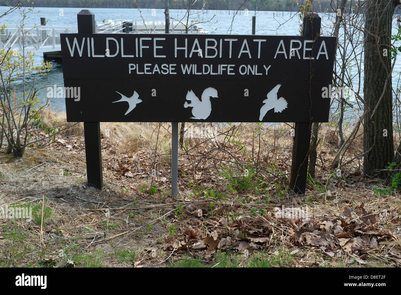 Salon de l'habitat de la faune La faune - Veuillez signer uniquement dans la région de Avon By The Sea réservoir, Avon By the Sea, New Jersey Banque D'Images