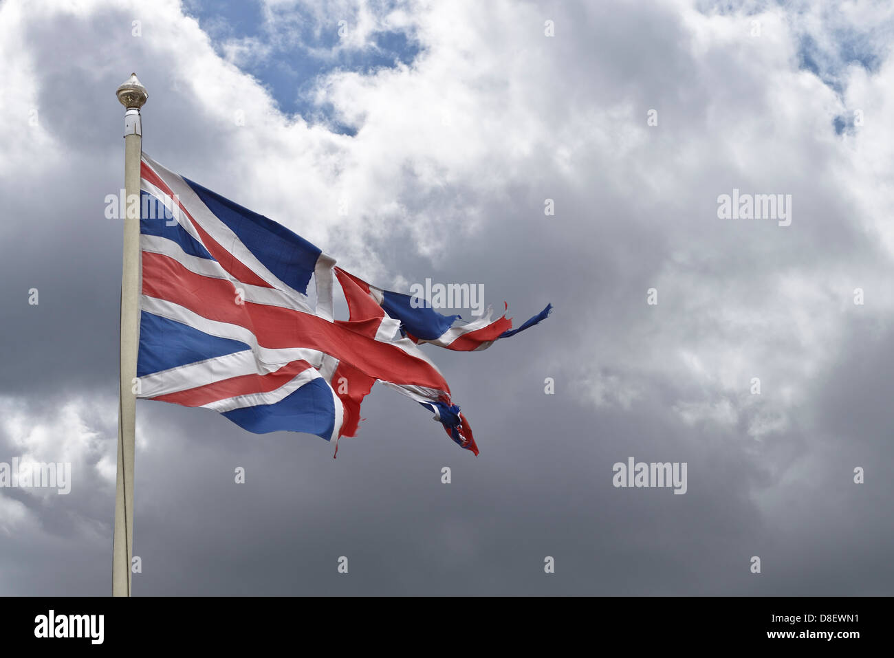 Union Jack drapeau en lambeaux Banque D'Images