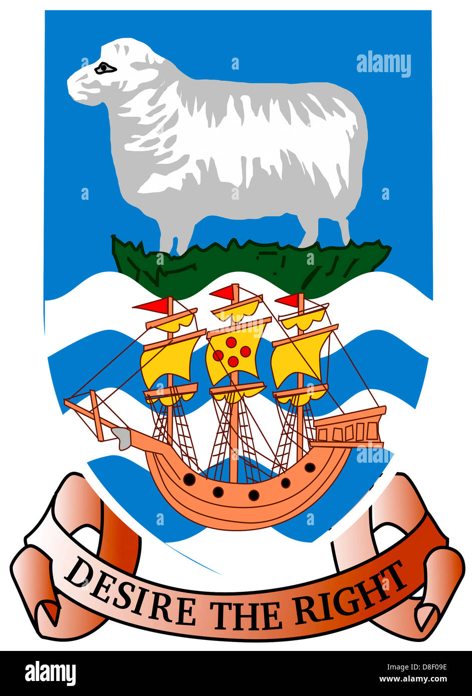 Blason de la territoire britannique d'outre-mer Îles Falkland. Banque D'Images