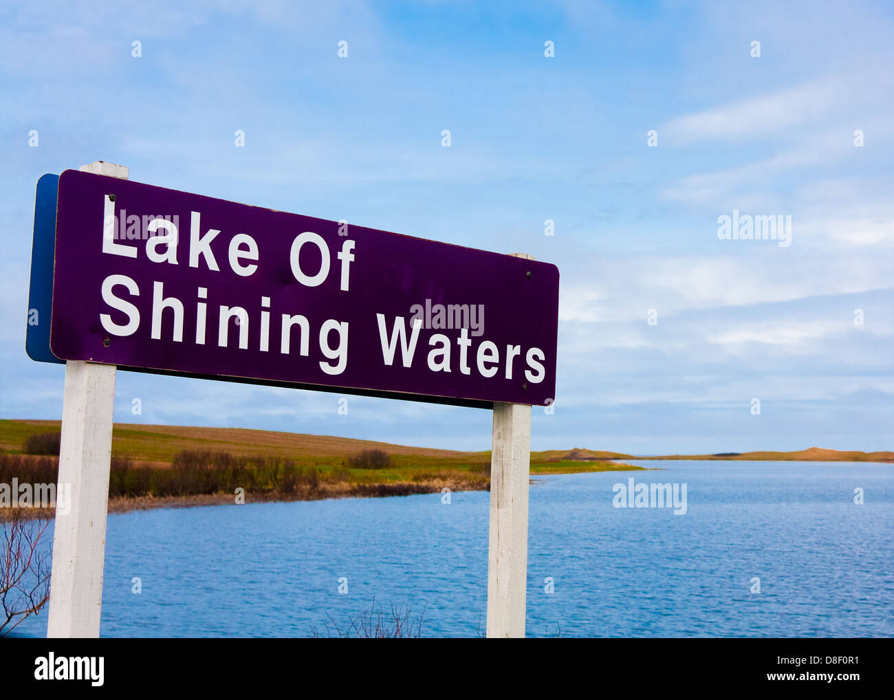 Panneau 'Lac de Shining Waters' à l'extérieur de l'Île du Prince Édouard Cavendish Banque D'Images