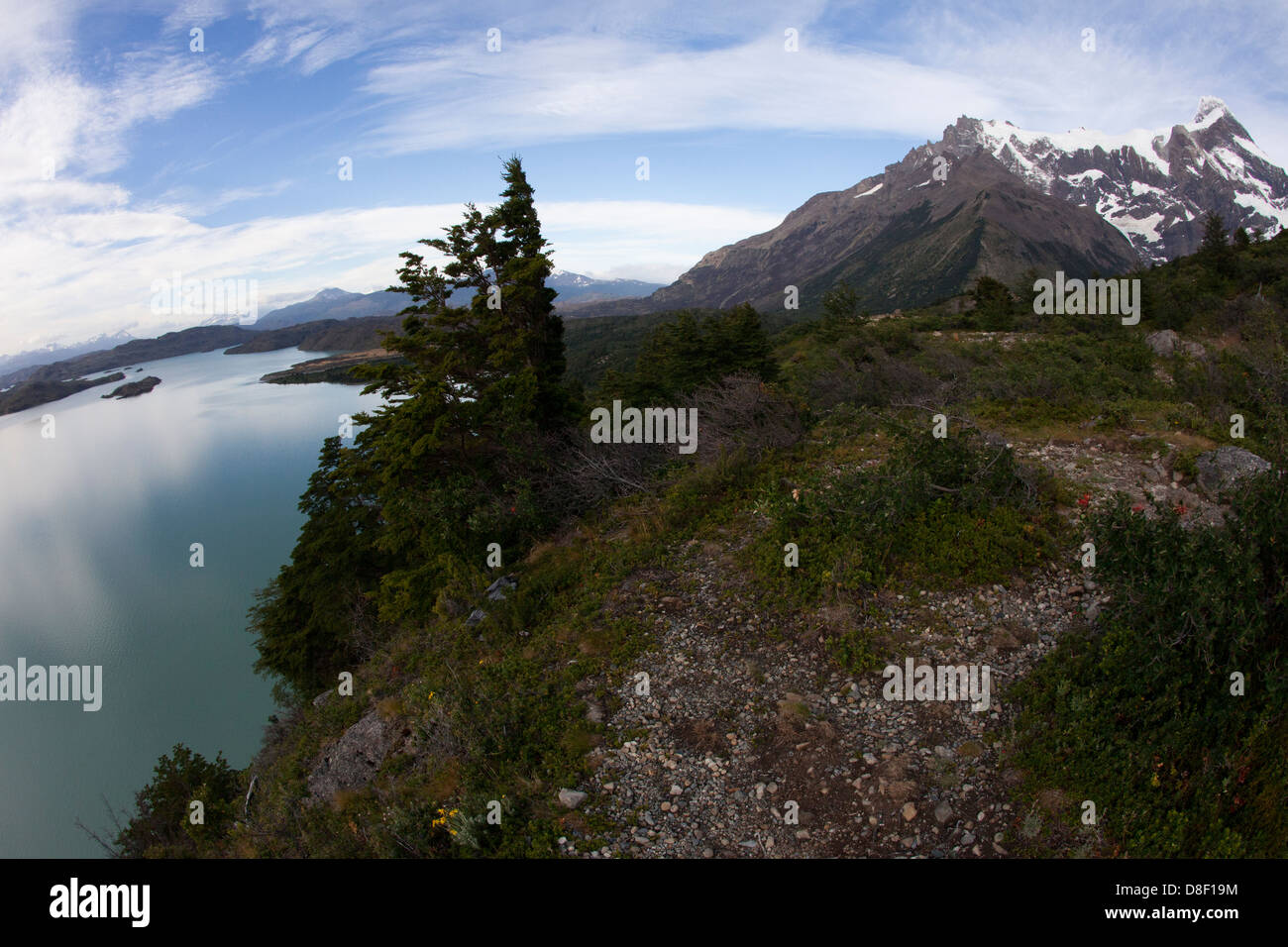 Parc National Torres del Paine Lac et Montagne circuit W Banque D'Images