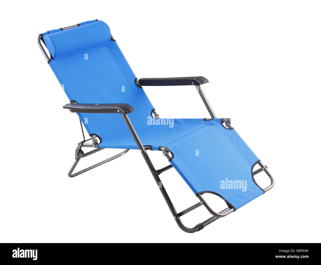 La chaise de plage bleu pour vos vacances Banque D'Images