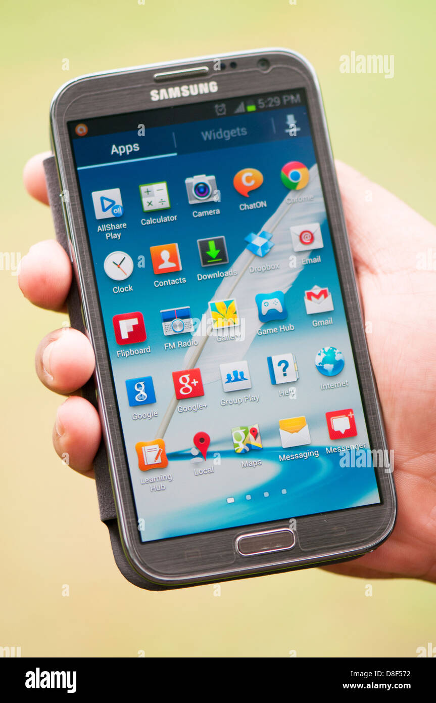 Applications Smartphone app écran - Samsung Galaxy Note 2 Banque D'Images