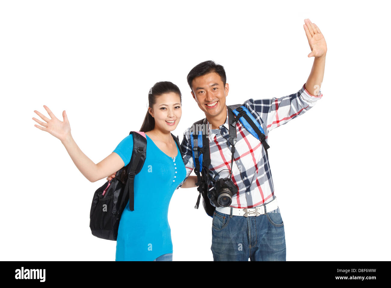 Jeune couple voyageant et exerçant son appareil photo Banque D'Images