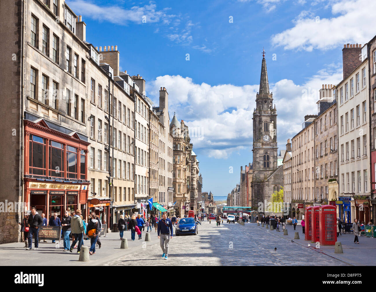 La High Street, dans la vieille ville d'Édimbourg ou le Royal Mile Midlothian Scotland UK GB EU Europe Banque D'Images