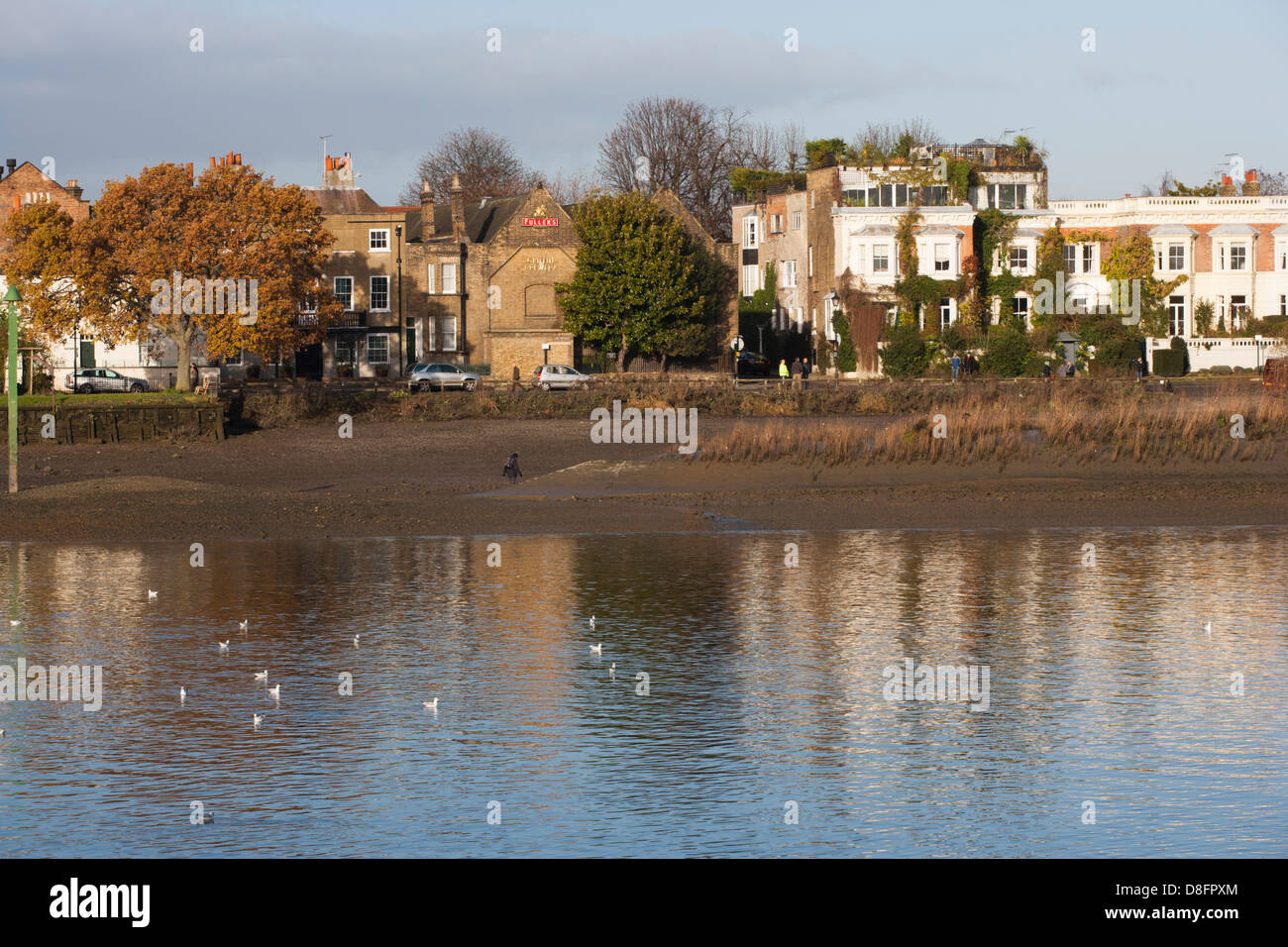 Chiswick Chiswick Mall et la Tamise Londres Banque D'Images