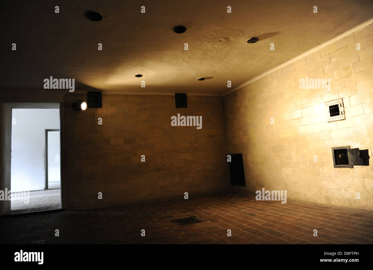 Camp de concentration de Dachau. Camp de prisonniers nazis a ouvert ses portes en 1933. Chambre à gaz. L'Allemagne. Banque D'Images
