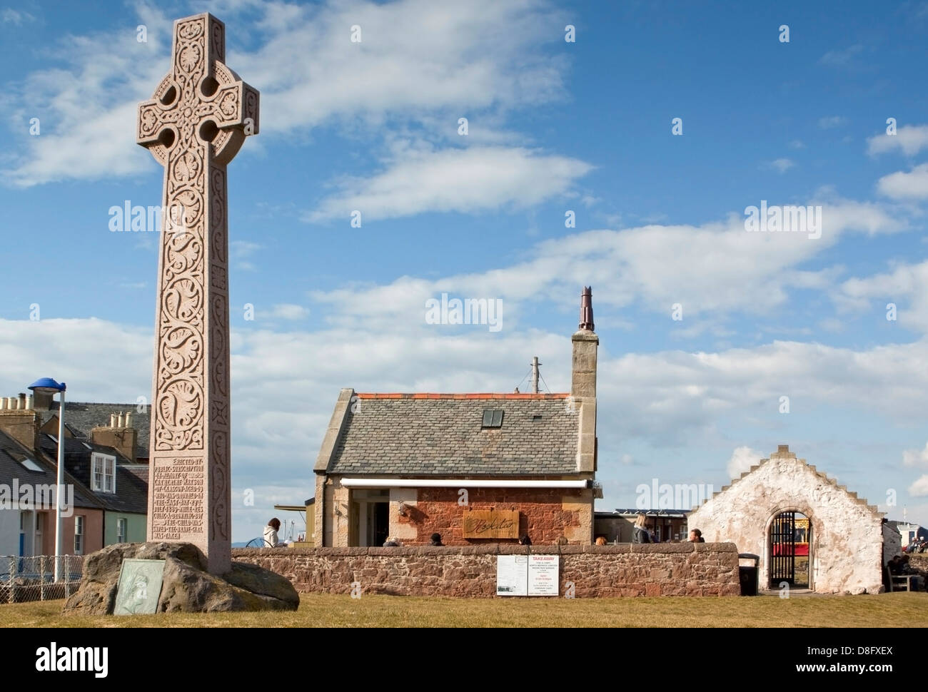 Croix celtique en pierre North Berwick East Lothian Catherine Watson Memorial Banque D'Images