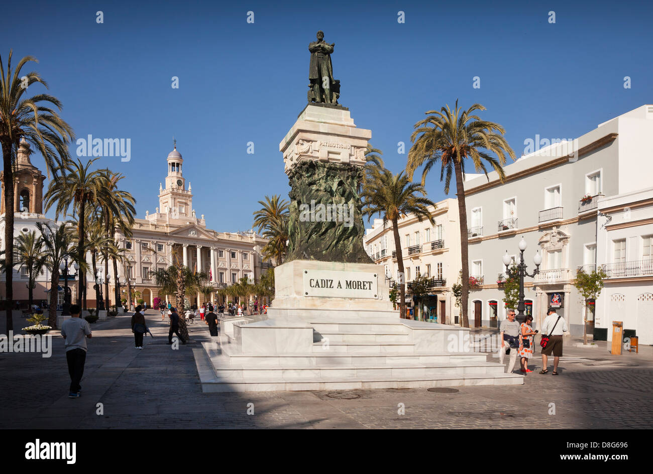 Statue de Cadix Segismundo Moret, homme politique Cadiz Plaza de San Juan de Dios, Espagne Banque D'Images