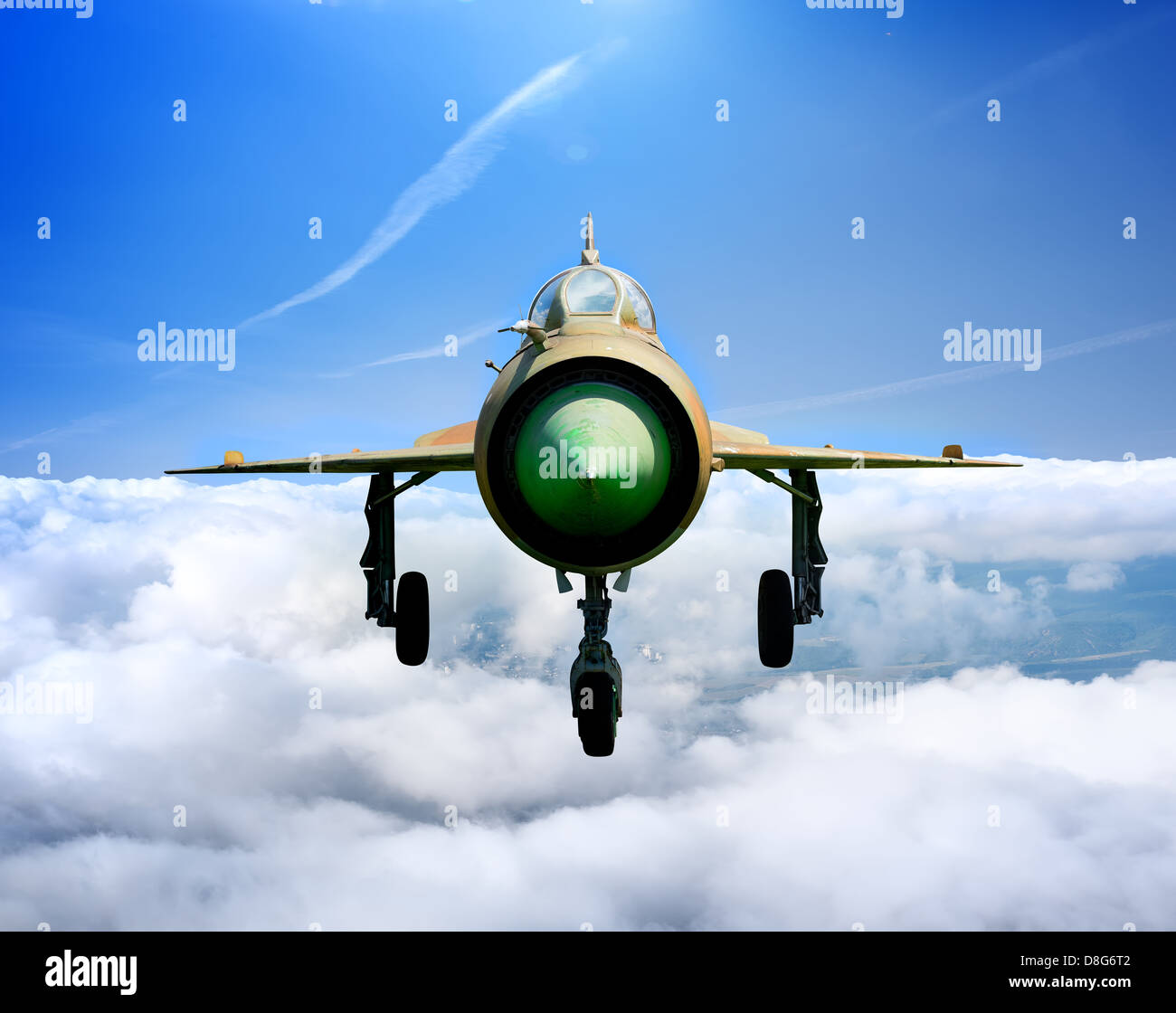 Soviétique MiG-21 en vol avion jet polyvalent Banque D'Images