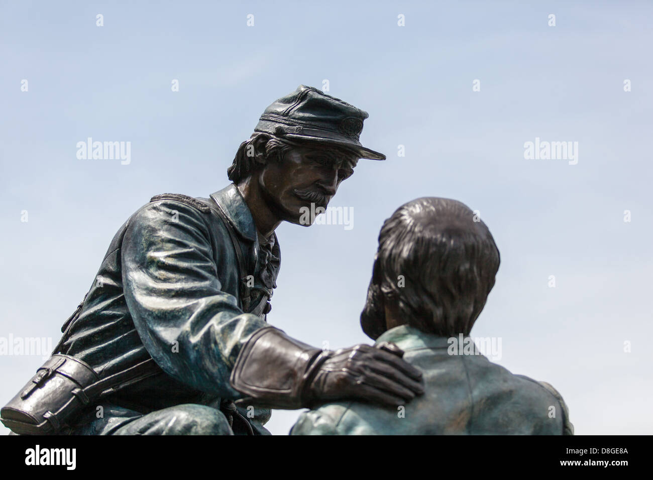 L'ami à ami Masonic Memorial est un monument de bataille de Gettysburg décrivant le Armistead-Bingham "incident" après un départ Banque D'Images