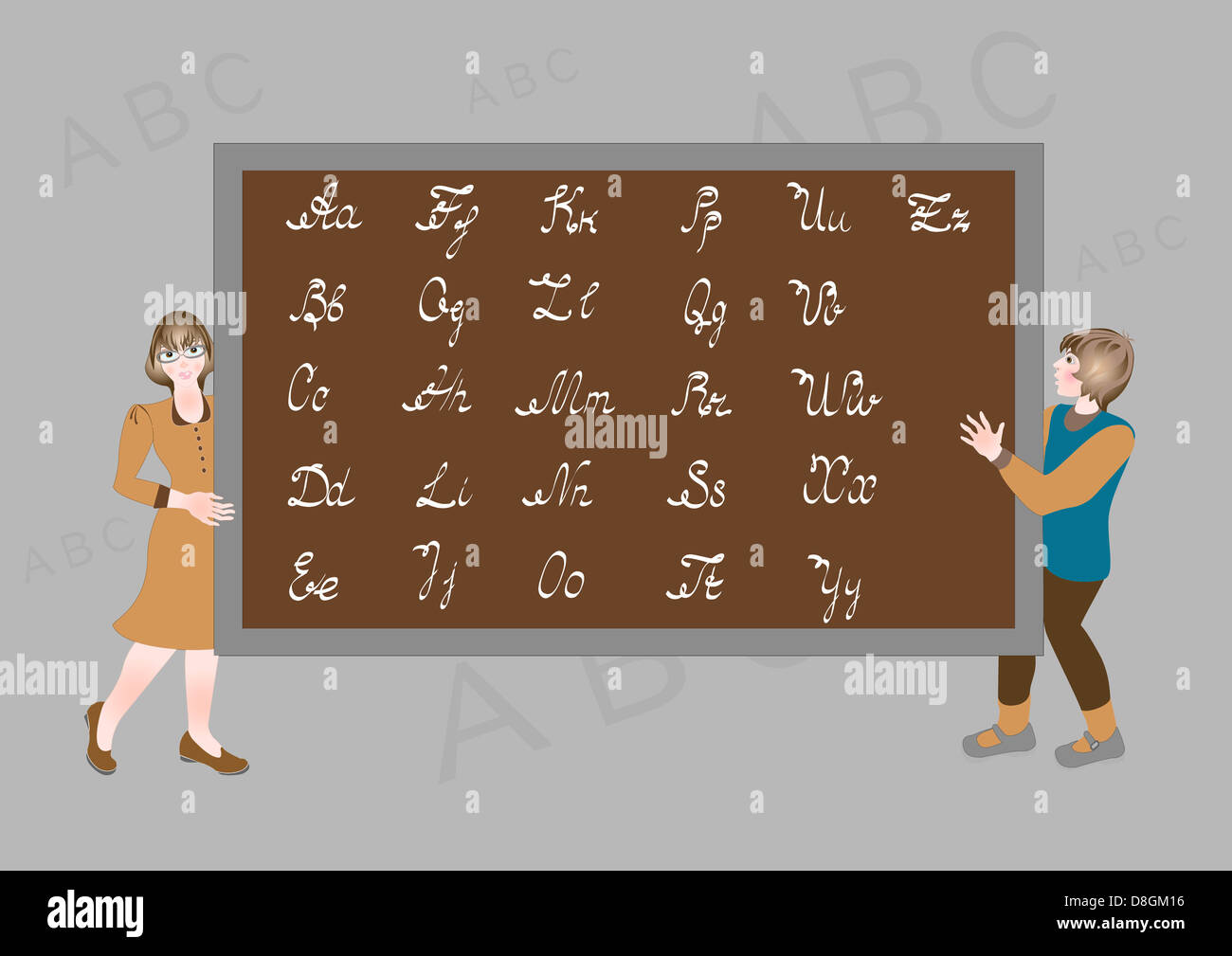 Les enfants apprennent l'alphabet latin Banque D'Images