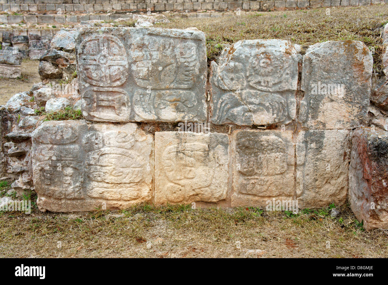 L'autel de los Glifos ou autel des glyphes dans les ruines Maya de kabah, Yucatan, Mexique Banque D'Images