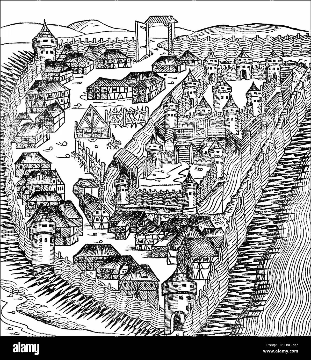 Le début d'une ville médiévale, l'Europe Banque D'Images