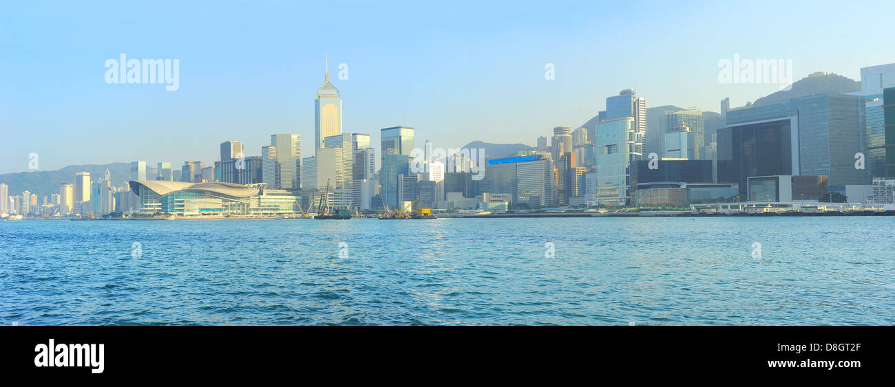 L'île de Hong Kong. Vue du ferry boat Banque D'Images