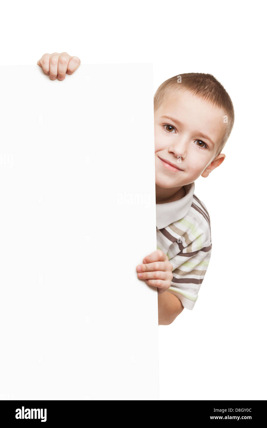 Enfant holding blank placard Banque D'Images