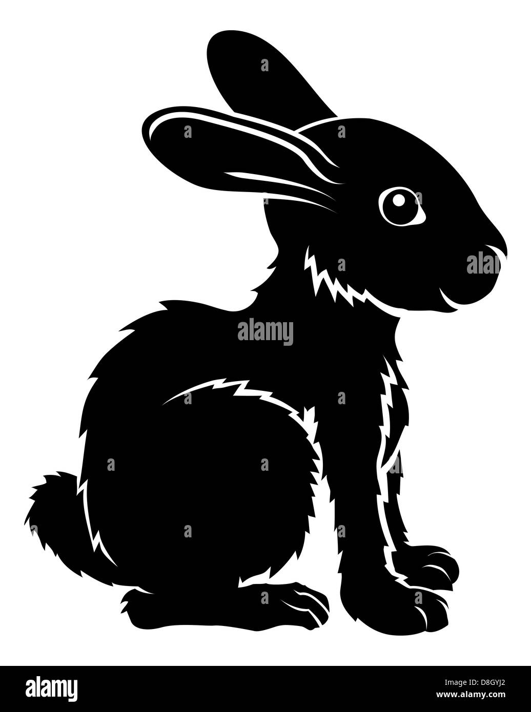 Une illustration d'un lapin stylisé peut-être un tatouage de lapin Banque D'Images