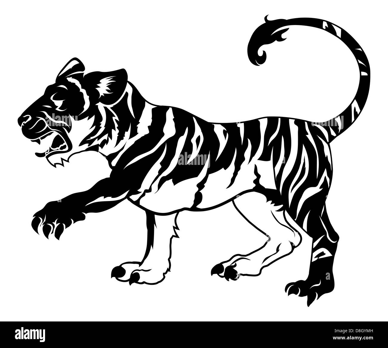 Une illustration d'un tigre stylisé peut-être un tatouage Banque D'Images