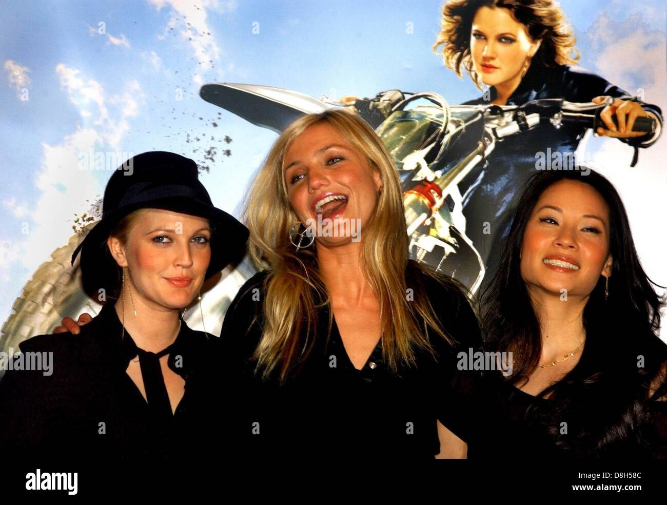 Drew Barrymore, Cameron Diaz et Lucy Liu à la séance photo de 'Charlie's Angels' à Berlin. Banque D'Images