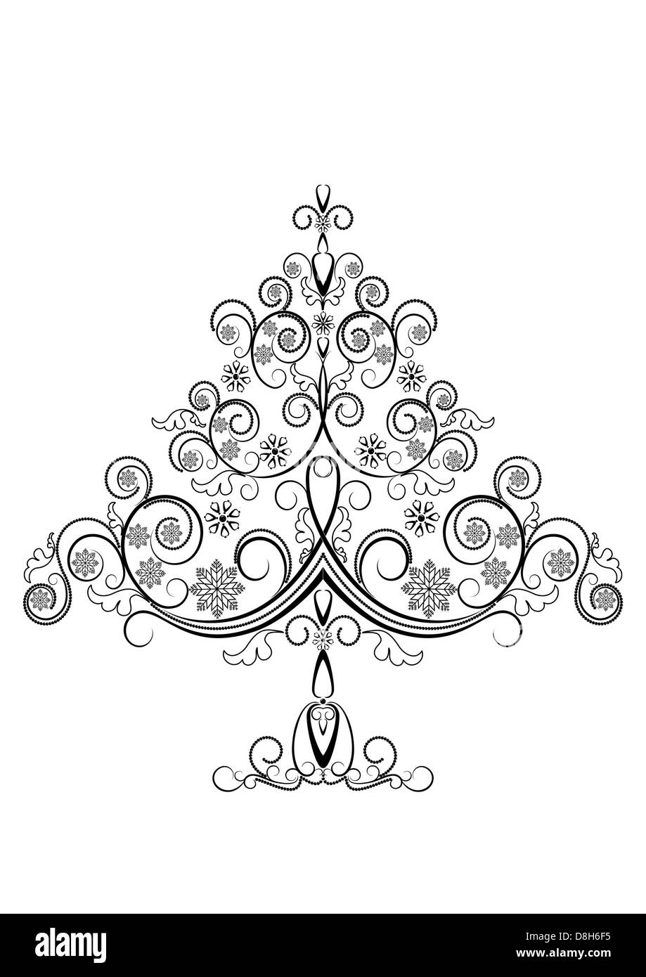 Arbre de Noël avec des flocons ajouré Banque D'Images