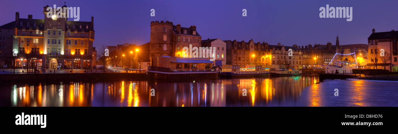 Leith Port panorama au crépuscule, Edimbourg Ecosse @HotpixUK Banque D'Images