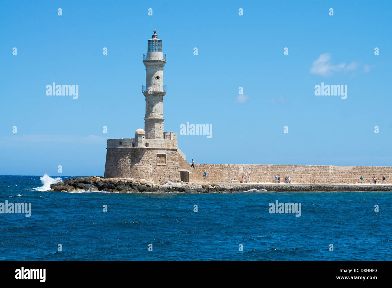 Vieux phare sur la jetée dans le port de La Canée, Crète, Grèce Banque D'Images
