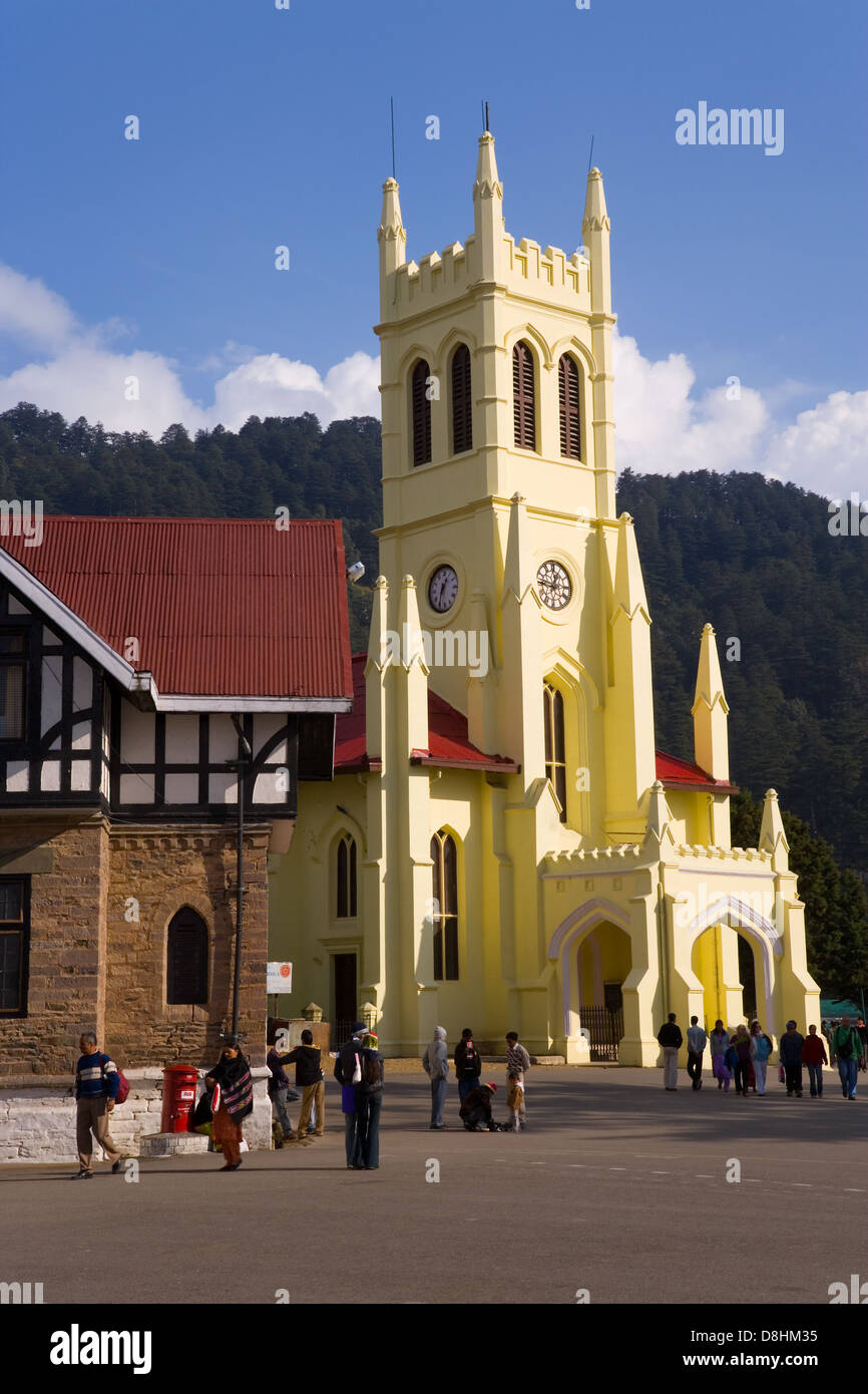 St Michael's Cathedral à Shimla, Shimla Hill Station, le Mall, l'Himachal Pradesh, Inde Banque D'Images