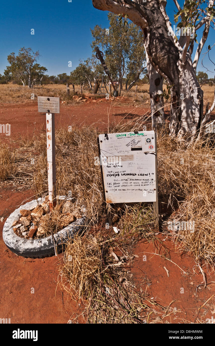 46 BIEN, Snake, les visiteurs d'avertissement, CANNING STOCK ROUTE, Australie occidentale, Australie Banque D'Images