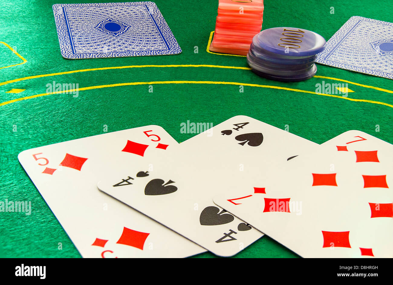 Cartes et puces de poker Banque D'Images