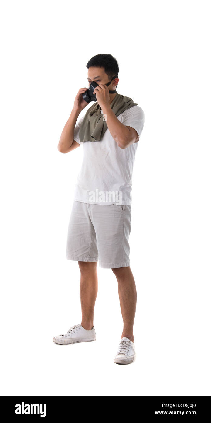 Asiatique chinois protestataire isolés dans White Banque D'Images