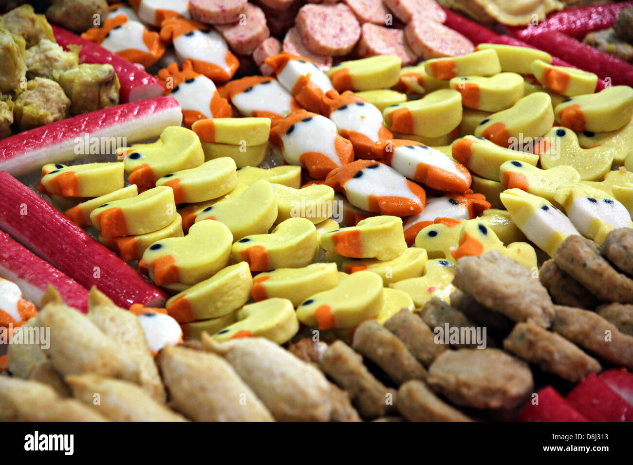 En forme de boulettes variété de nourriture asiatique. Banque D'Images