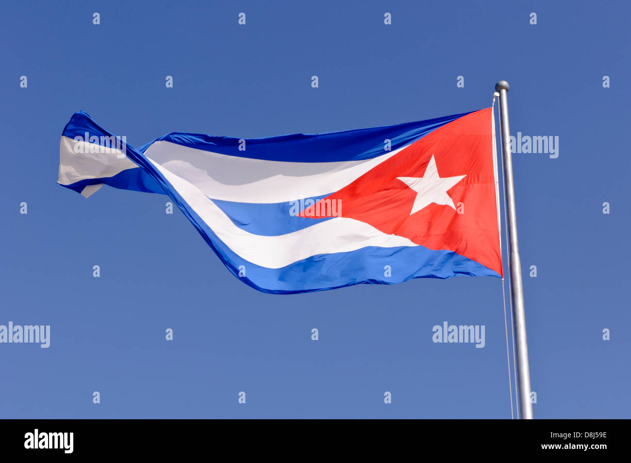 Drapeau cubain à la Plaza de la Revolucion, La Havane, Cuba, Caraïbes Banque D'Images