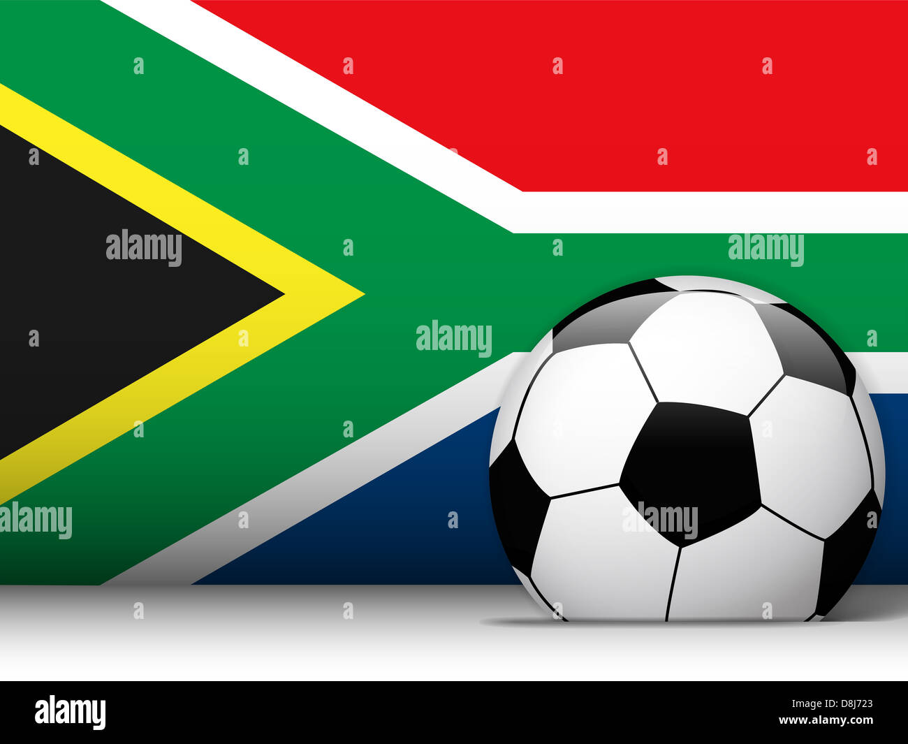 Vector - Afrique du Sud Ballon de soccer avec l'arrière-plan du pavillon Banque D'Images