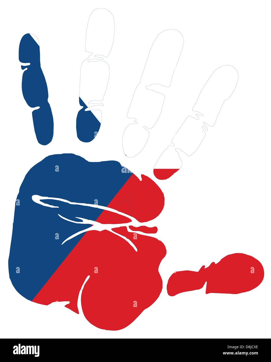 Hand print drapeau de République Tchèque Banque D'Images